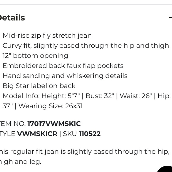 Big Star Jeans Maddie Skinny Slim Straight Leg Dark Wash Contrast Seam Women 25R - Picture 16 of 16